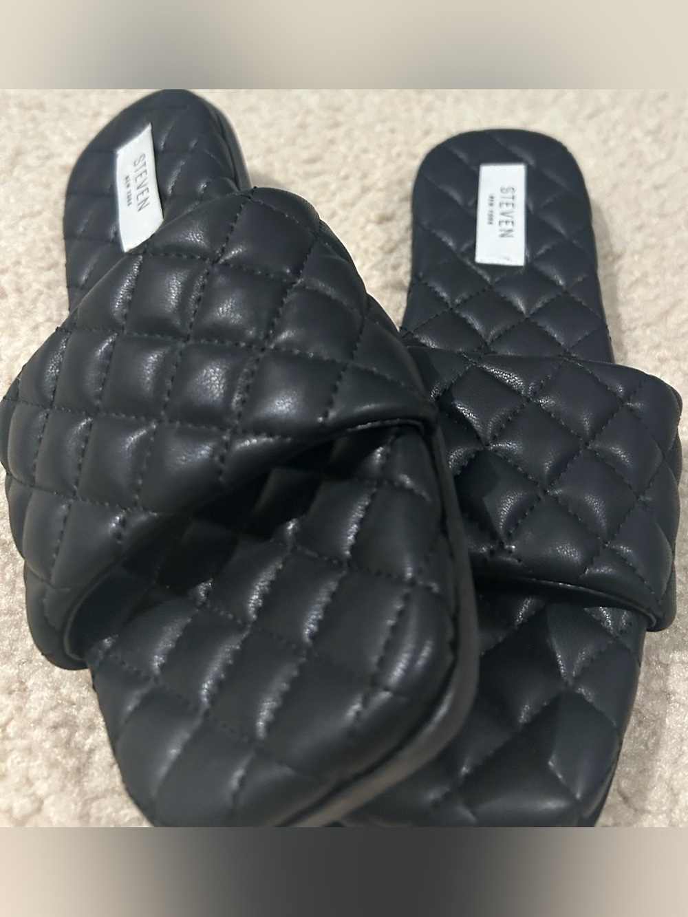 Steven New York (Steve Madden) Quilted Black Slide/Sandals NWOT 7